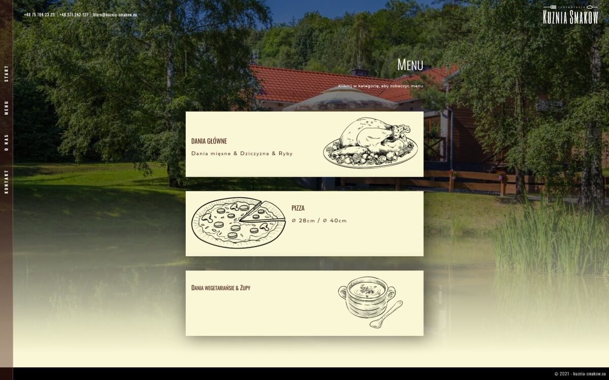 menu restauracji na stronie www